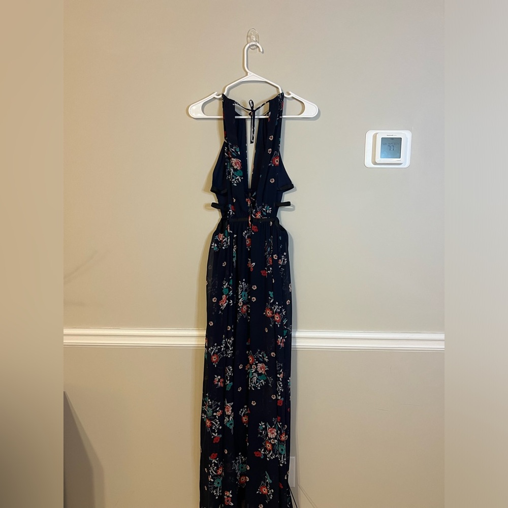 Express Blue Floral Halter Maxi Dress. XSmall.